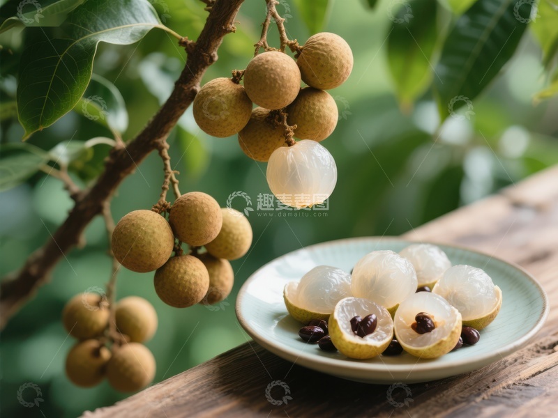 高清大图下载【趣麦麦图】新鲜龙眼果实与果肉展示