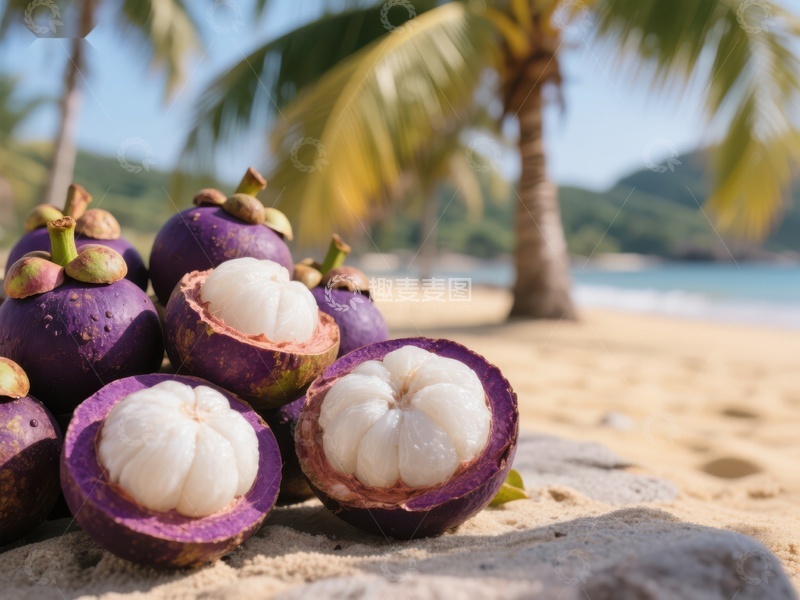 高清大图下载【趣麦麦图】海滩上的新鲜山竹果