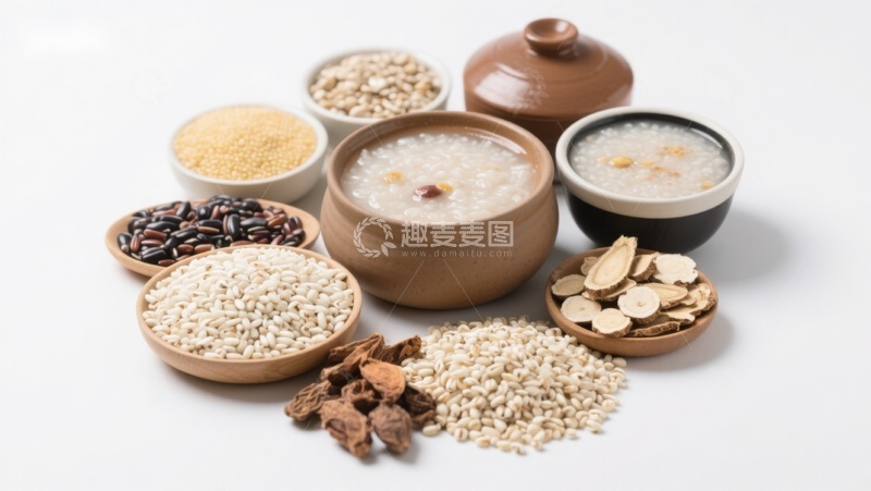 高清大图下载【趣麦麦图】传统养生食材与粥品展示