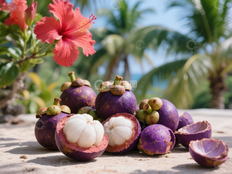 高清大图下载【趣麦麦图】热带风情下的新鲜紫玉果