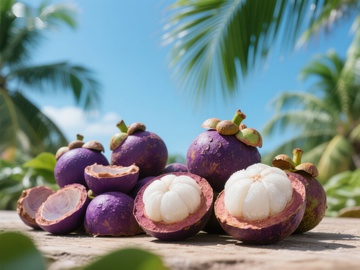 热带风光下的新鲜山竹