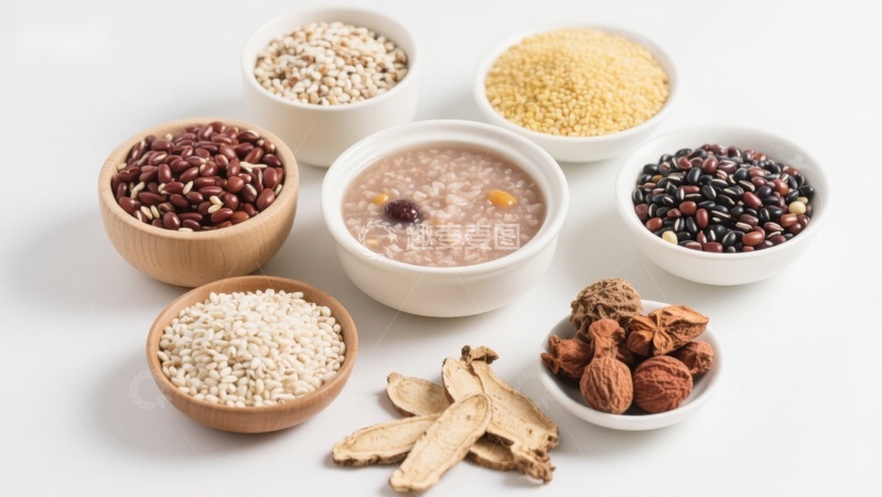 高清大图下载【趣麦麦图】多种谷物与坚果的健康食材组合