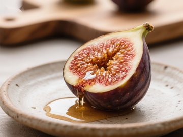 切开的无花果滴落蜂蜜