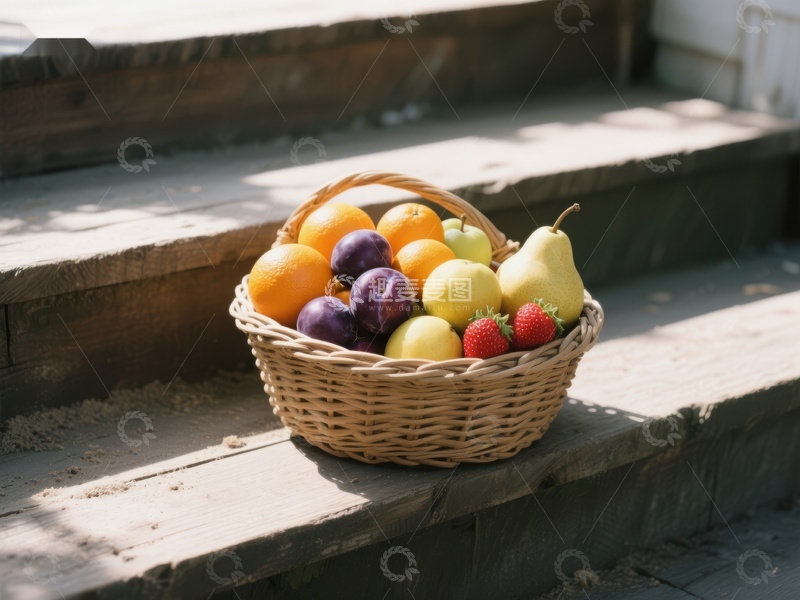 高清大图下载【趣麦麦图】篮子里的多彩水果
