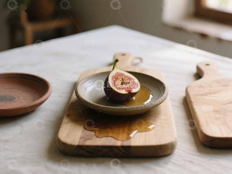 高清大图下载【趣麦麦图】无花果与蜂蜜的静谧摆盘