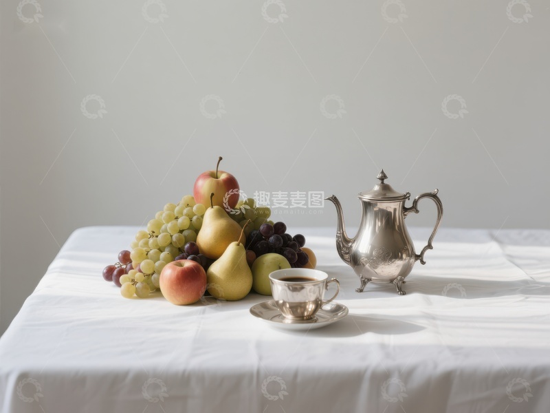 高清大图下载【趣麦麦图】静物水果与茶具