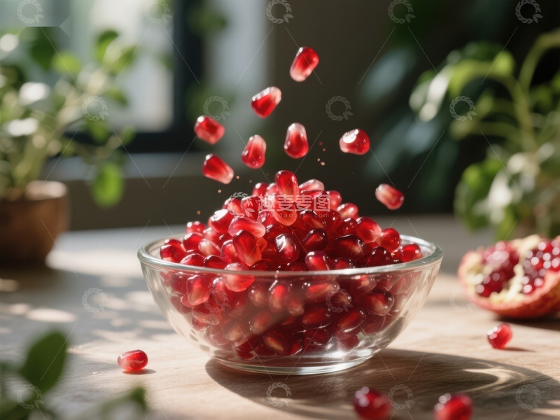 高清大图下载【趣麦麦图】晶莹石榴籽跃动碗中