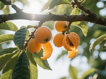 枝头成熟的枇杷果实