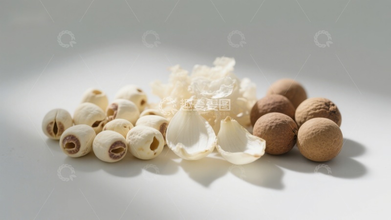 高清大图下载【趣麦麦图】莲子与桂圆的静物组合