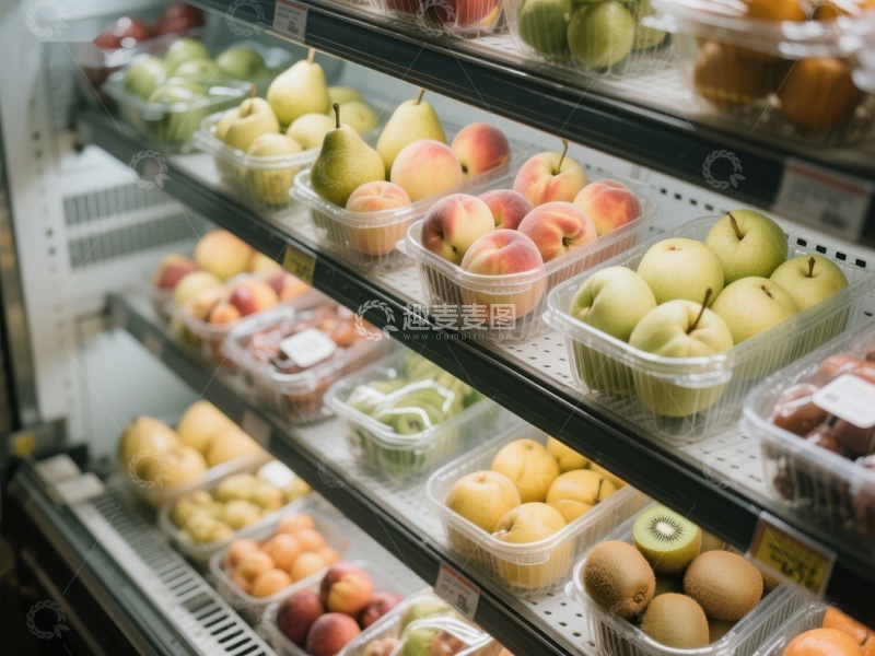 高清大图下载【趣麦麦图】超市货架上的新鲜水果展示