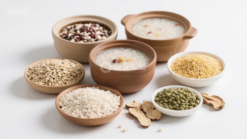 高清大图下载【趣麦麦图】多种谷物与粥品的组合展示