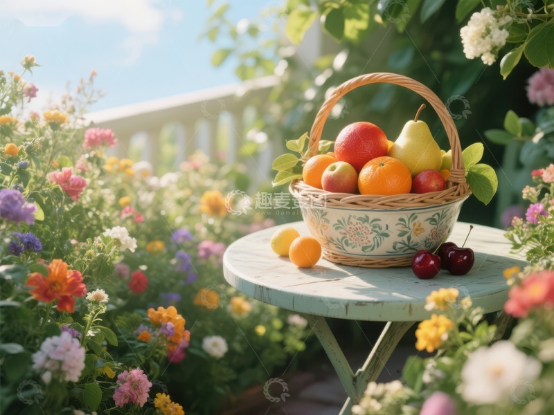 高清大图下载【趣麦麦图】花园里的水果篮