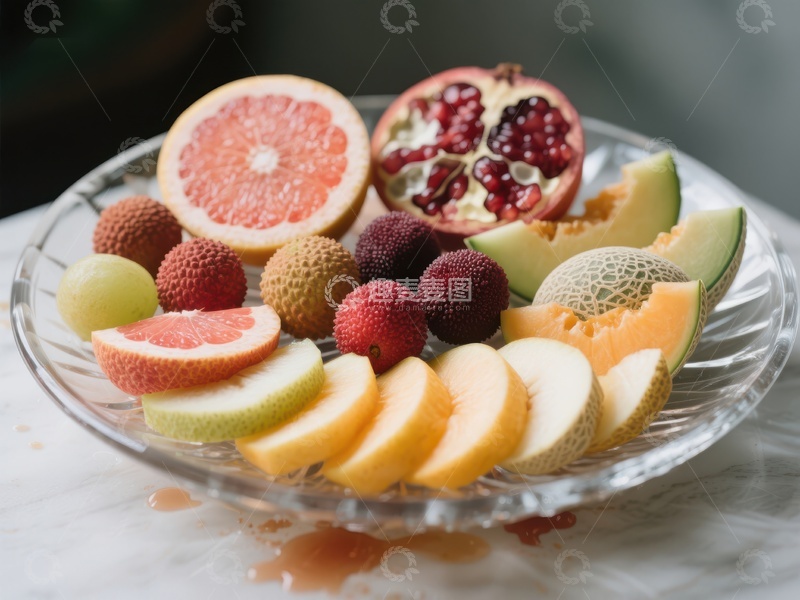 高清大图下载【趣麦麦图】新鲜水果拼盘，色彩斑斓