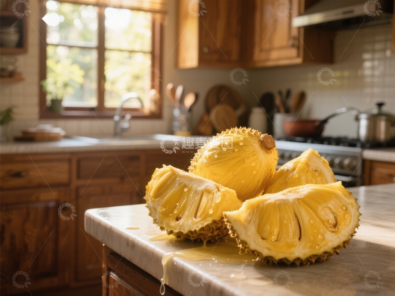 高清大图下载【趣麦麦图】厨房台面上的菠萝蜜