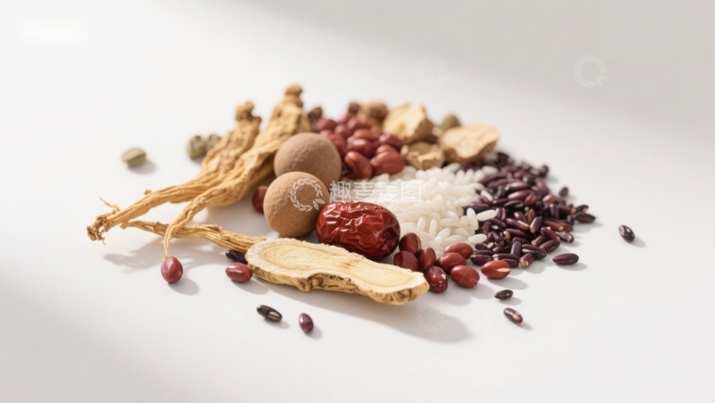 高清大图下载【趣麦麦图】传统中药材与五谷杂粮组合
