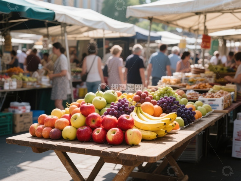 市场摊位上的新鲜水果