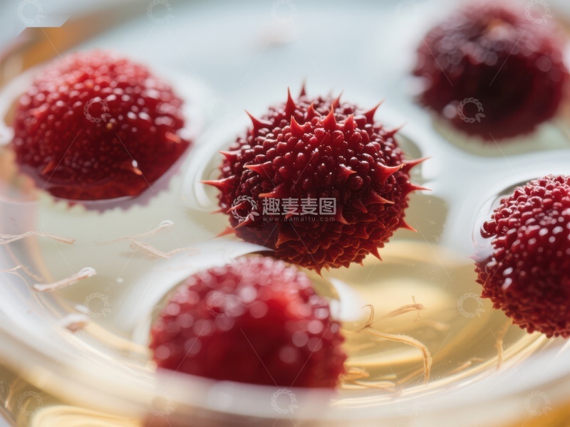 高清大图下载【趣麦麦图】红色多刺果实漂浮于液体中