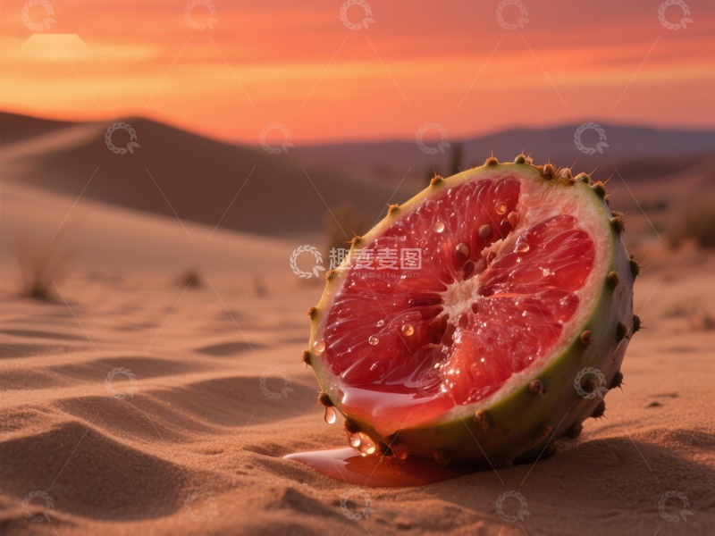 高清大图下载【趣麦麦图】沙漠中的切开的水果