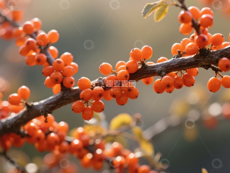 高清大图下载【趣麦麦图】-橙色浆果挂满枝头