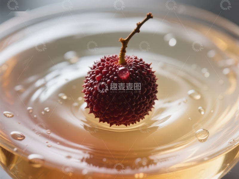 高清大图下载【趣麦麦图】荔枝轻触水面，激起涟漪