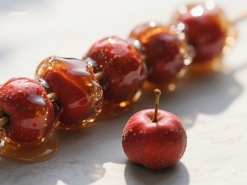 糖葫芦上的冰糖葫芦与单颗山楂