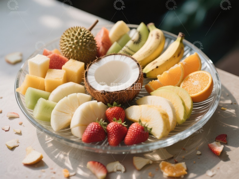 高清大图下载【趣麦麦图】新鲜水果拼盘，色彩缤纷