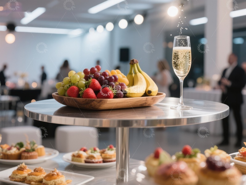 高清大图下载【趣麦麦图】宴会桌上摆放的水果与甜点