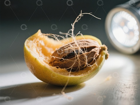 剥开的橙子露出内部纤维