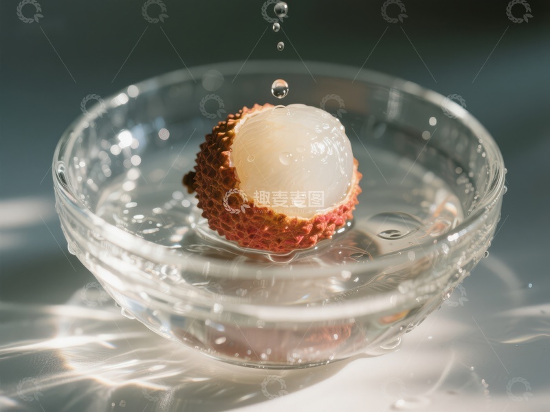 高清大图下载【趣麦麦图】新鲜荔枝落入水中瞬间