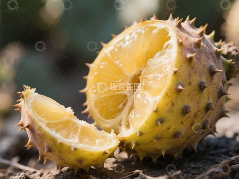 高清大图下载【趣麦麦图】新鲜刺角瓜切片展示