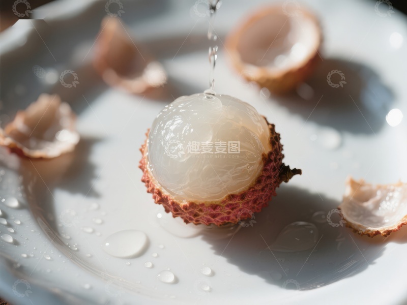 高清大图下载【趣麦麦图】新鲜荔枝剥壳特写