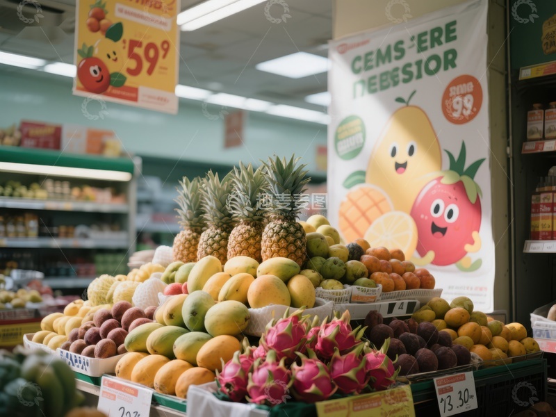 高清大图下载【趣麦麦图】超市水果区展示