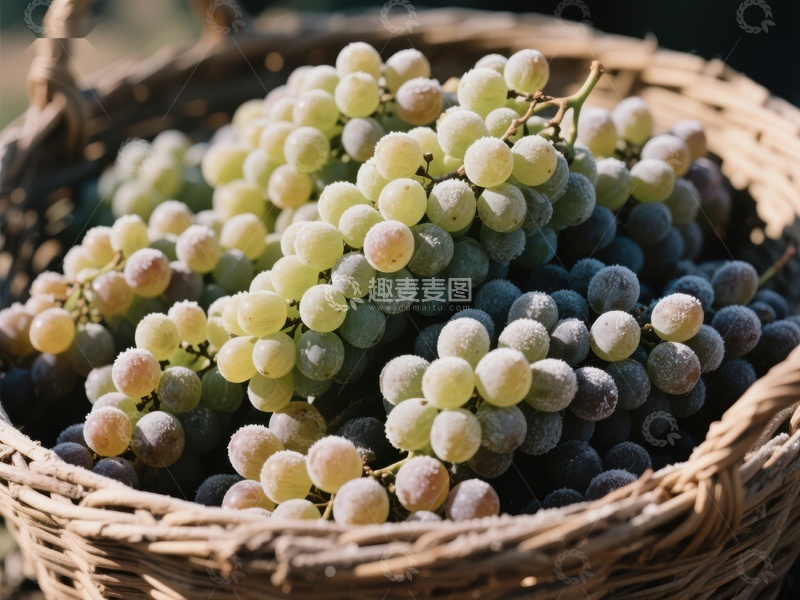 高清大图下载【趣麦麦图】篮中新鲜采摘的葡萄