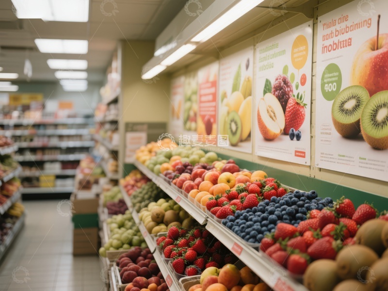 高清大图下载【趣麦麦图】超市水果区陈列展示