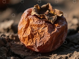 干瘪的橙色果实躺在泥土上