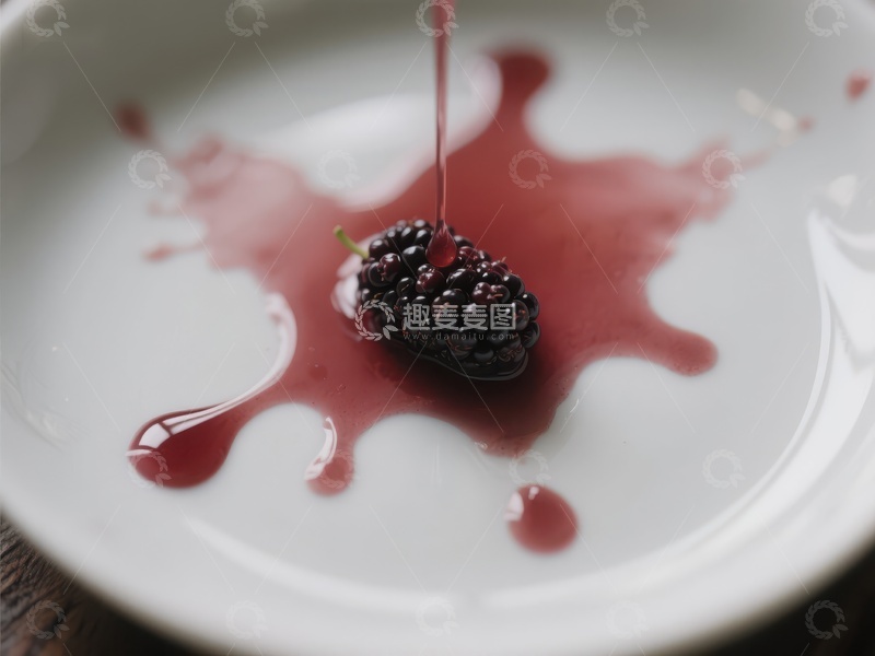 高清大图下载【趣麦麦图】黑莓滴汁，盘中诱人景象