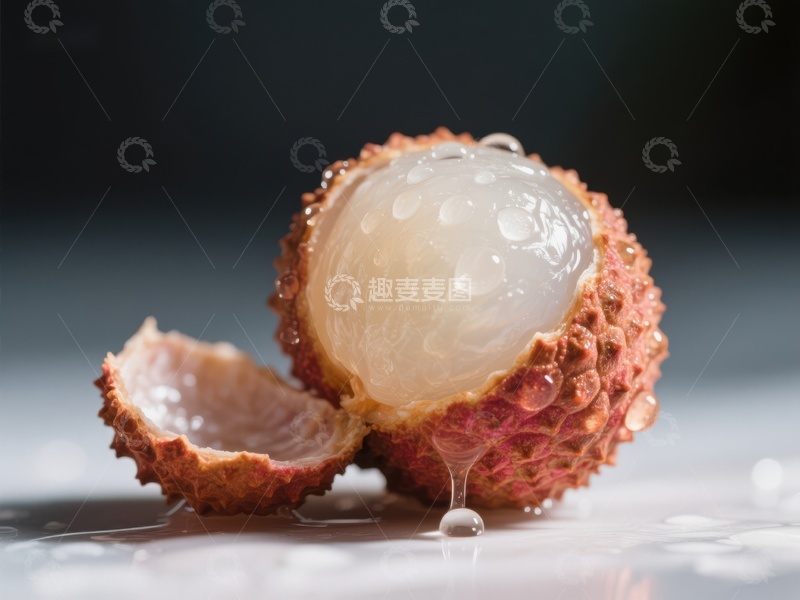 高清大图下载【趣麦麦图】新鲜荔枝剥开特写