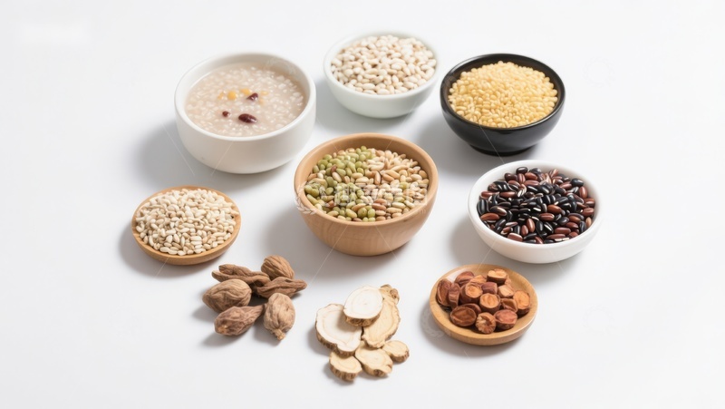 高清大图下载【趣麦麦图】多种谷物与坚果的健康食材组合