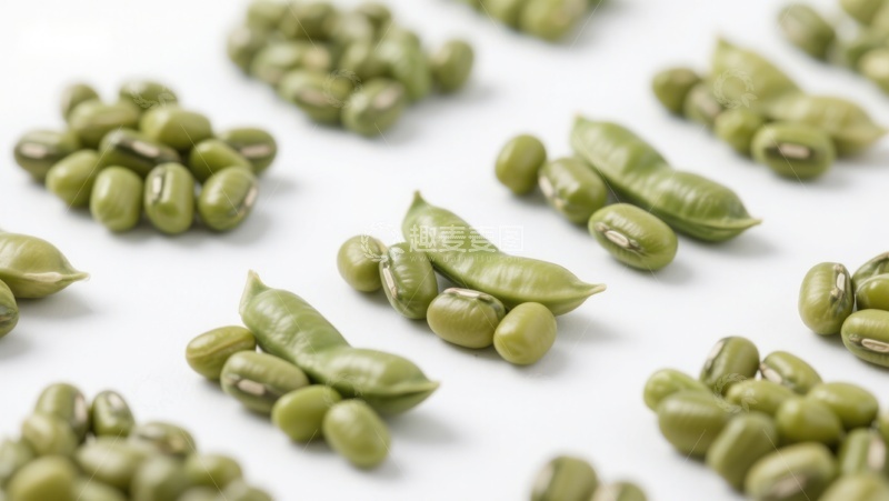 高清大图下载【趣麦麦图】新鲜绿豆与豆荚特写