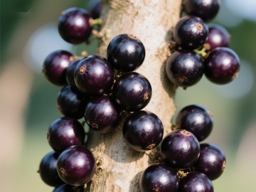 树上成熟的深紫色果实