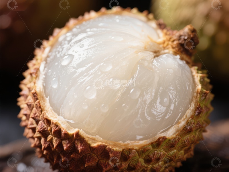 高清大图下载【趣麦麦图】新鲜荔枝特写，果肉晶莹剔透