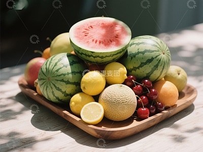 夏日水果拼盘，色彩缤纷