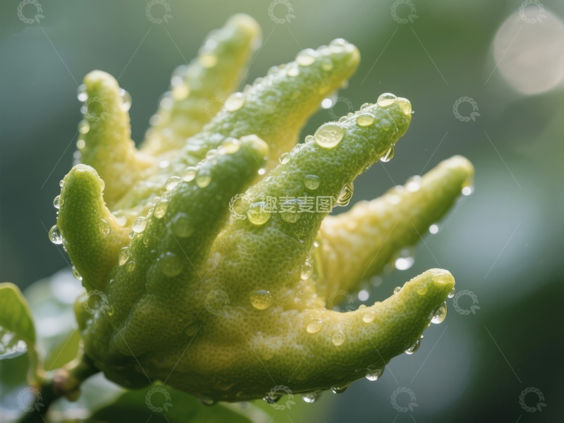 高清大图下载【趣麦麦图】佛手柑上的水珠特写