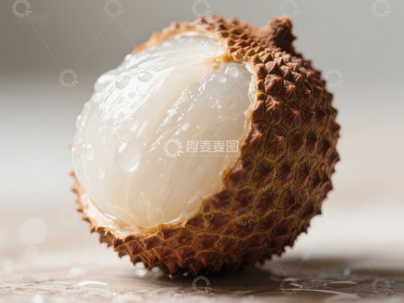 高清大图下载【趣麦麦图】新鲜荔枝特写，果肉晶莹剔透