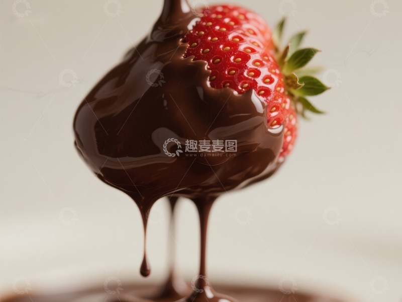 高清大图下载【趣麦麦图】巧克力淋滴草莓特写