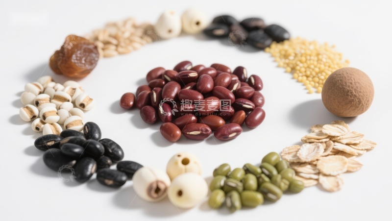 高清大图下载【趣麦麦图】多种豆类与谷物的圆形排列