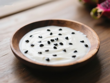 木碗中的酸奶与黑芝麻