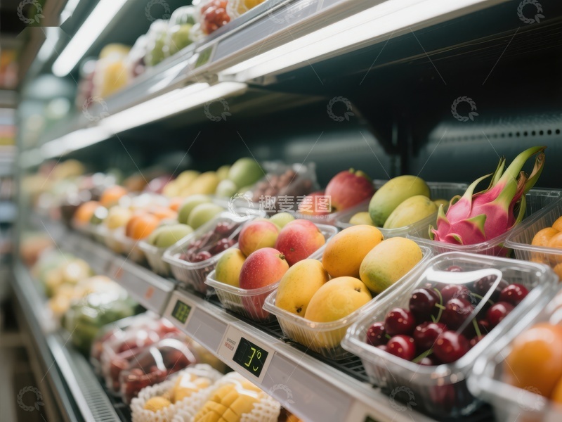 高清大图下载【趣麦麦图】超市水果冷藏区展示