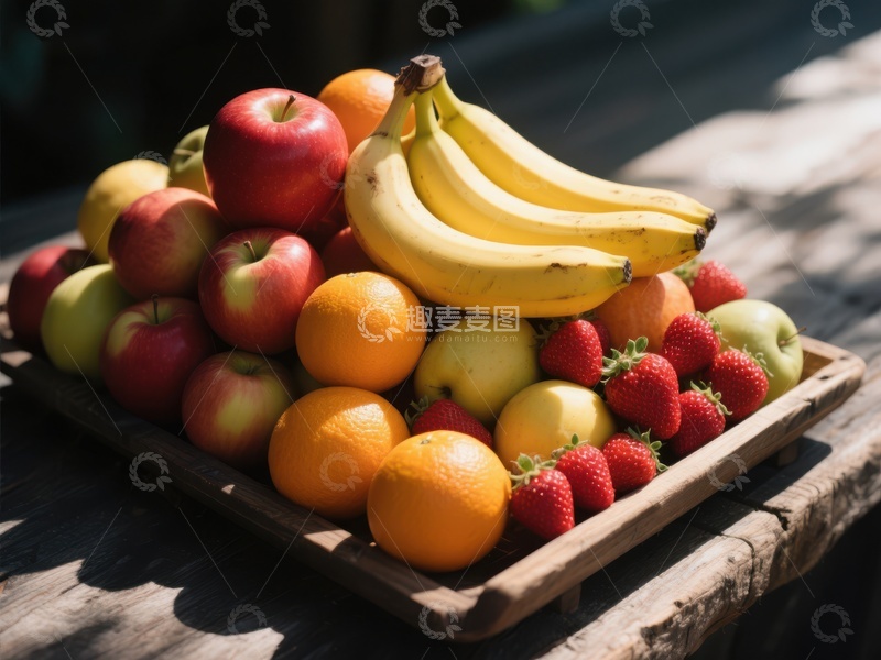 高清大图下载【趣麦麦图】新鲜水果拼盘，阳光下的自然美味