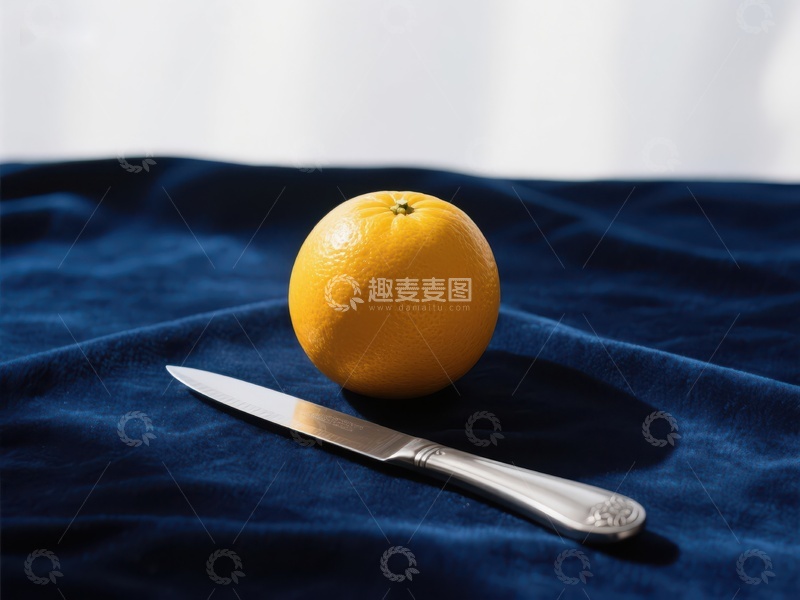 高清大图下载【趣麦麦图】橙子与刀具静物摆放